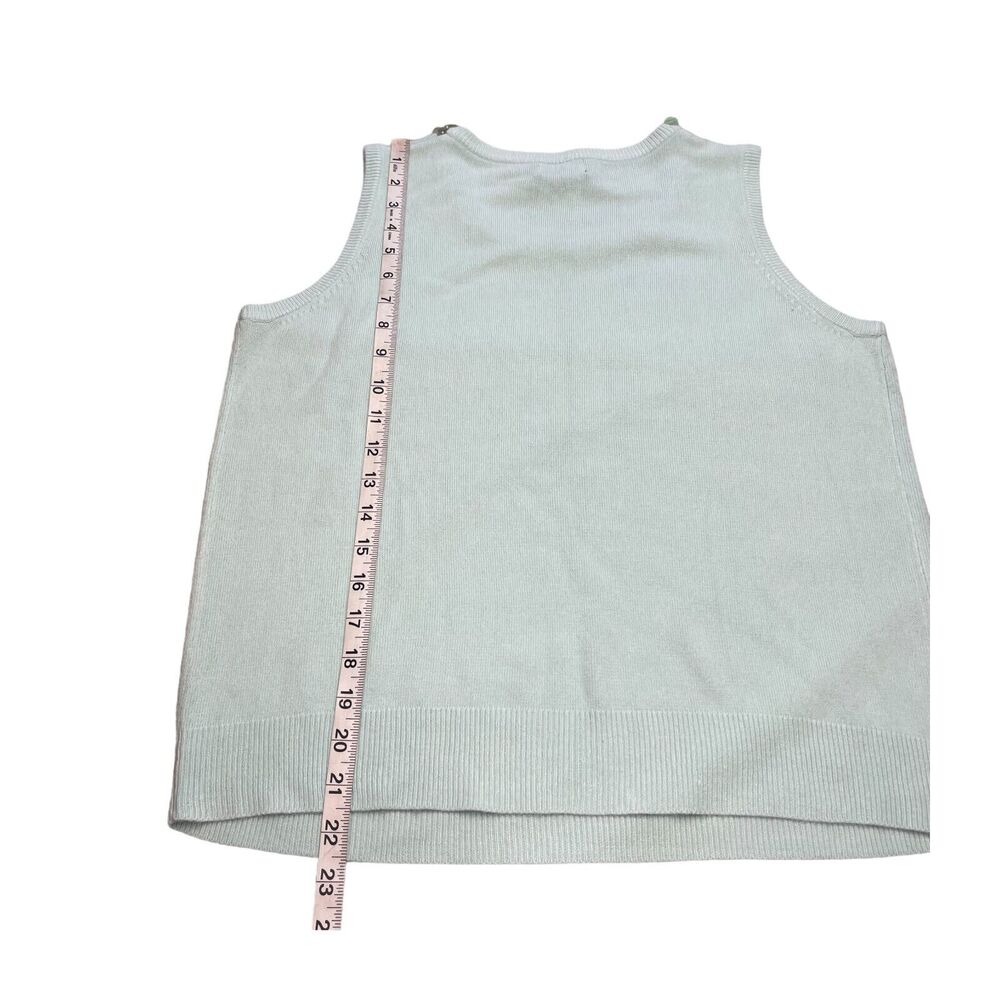 R.Q.T Sweater Vest Women's Large Light Mint Ribbed Knit Disc Sequins Round Neck - Picture 6 of 7